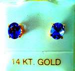 Prawdziwe naturalne Tanzanity 0.64ct przepiękne złote 585 kolczyki
