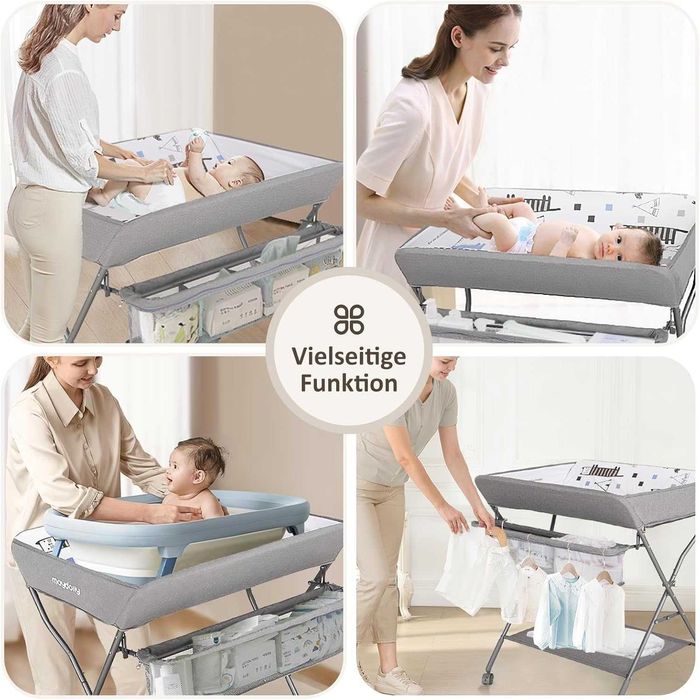 Maydolly Przenośny, składany przewijak na kółkach 80x63x105cm szary