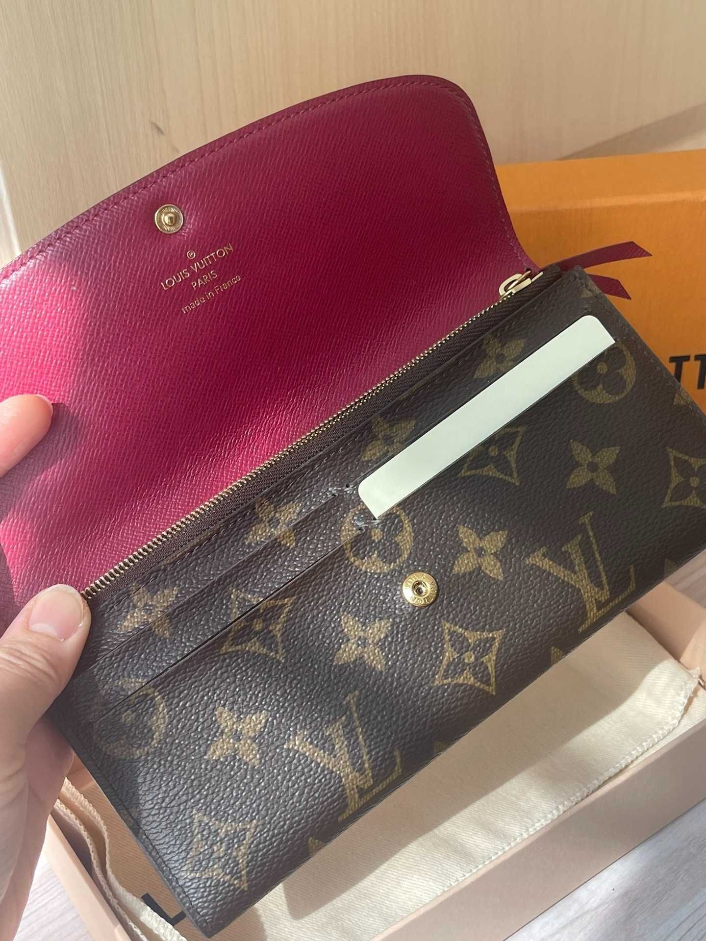 Oryginalny LV Louis Vuitton długi portfel Czerwony przycisk