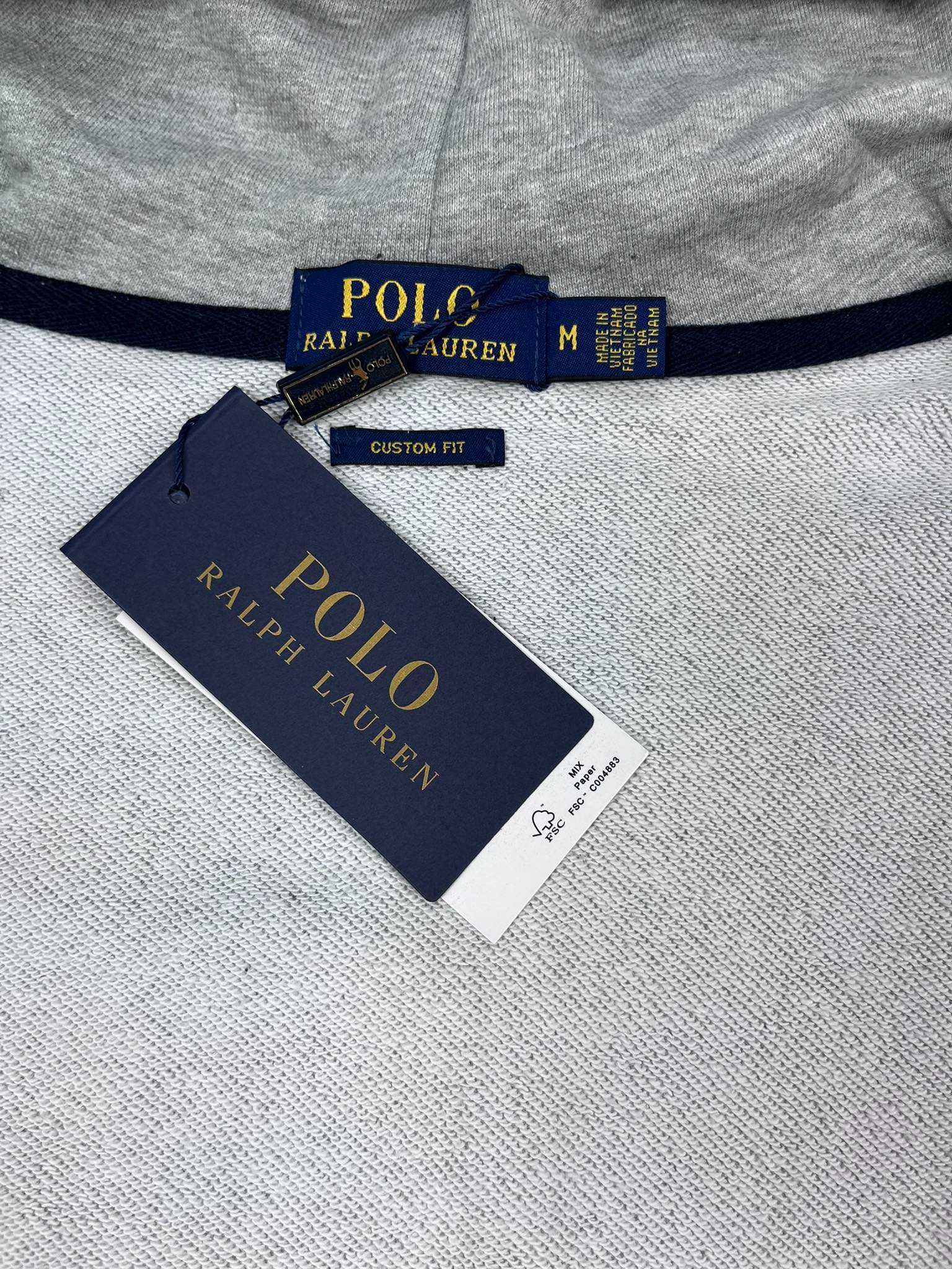 Nowa Bluza męska Polo Ralph Lauren rozpinana z kapturem szara