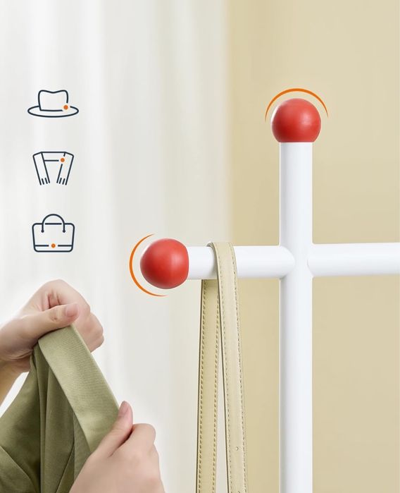 Wieszak stojący stal nierdzewna Songmics biały