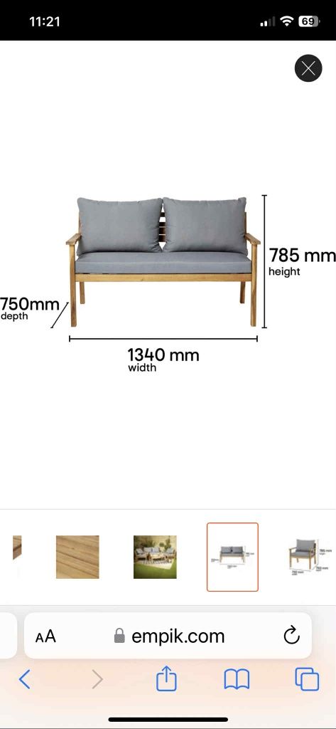 Zestaw ogrodowy blooma denia sofa fotele stolik 4-osobowy akacja