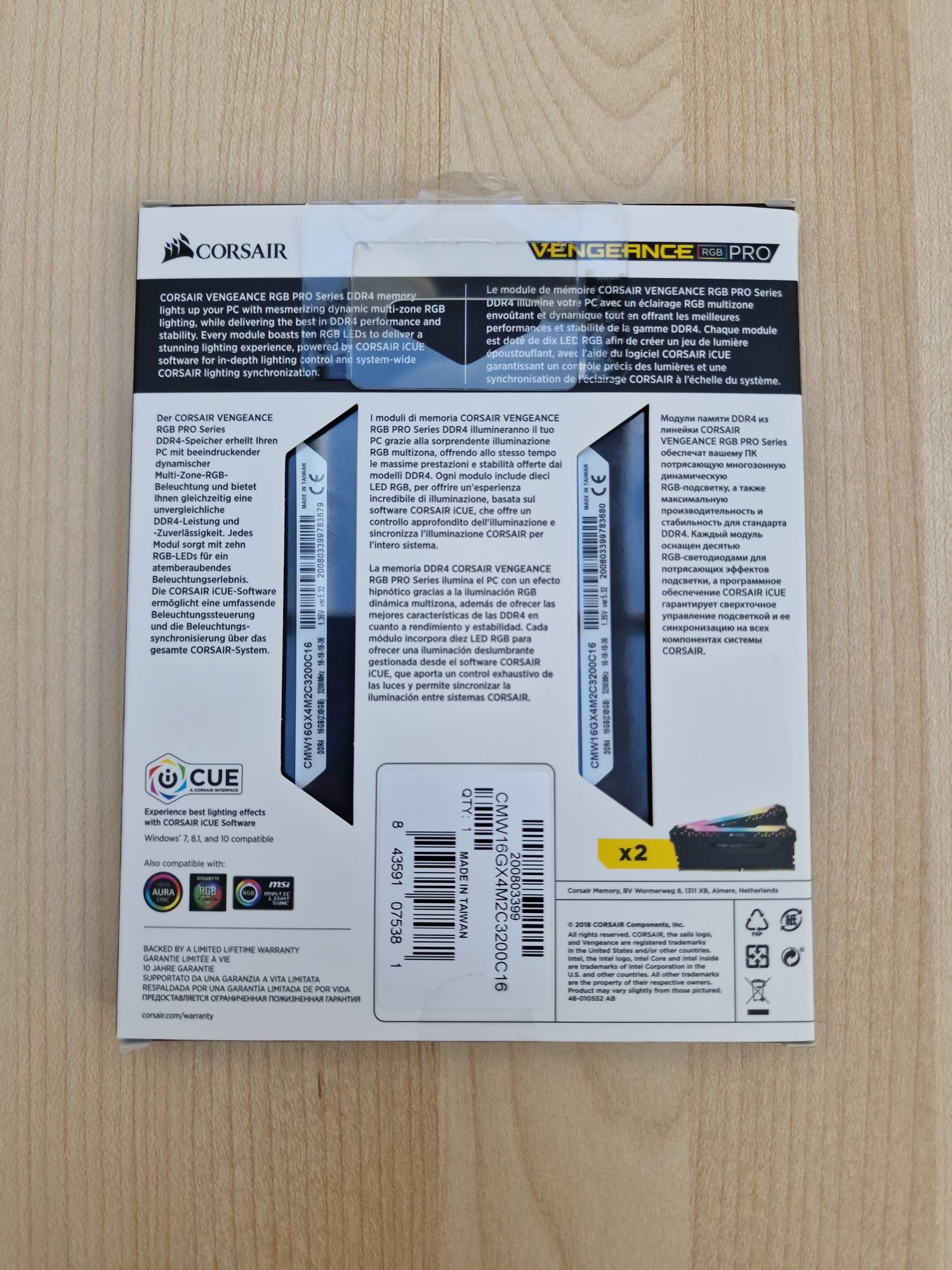 Pamięć RAM 16GB Corsair Vengeance RGB pro 3200MHz DDR4