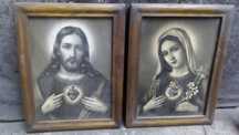 Obraz Chrystus i Maria stary przedwojenny antyk retro art deco XIX w