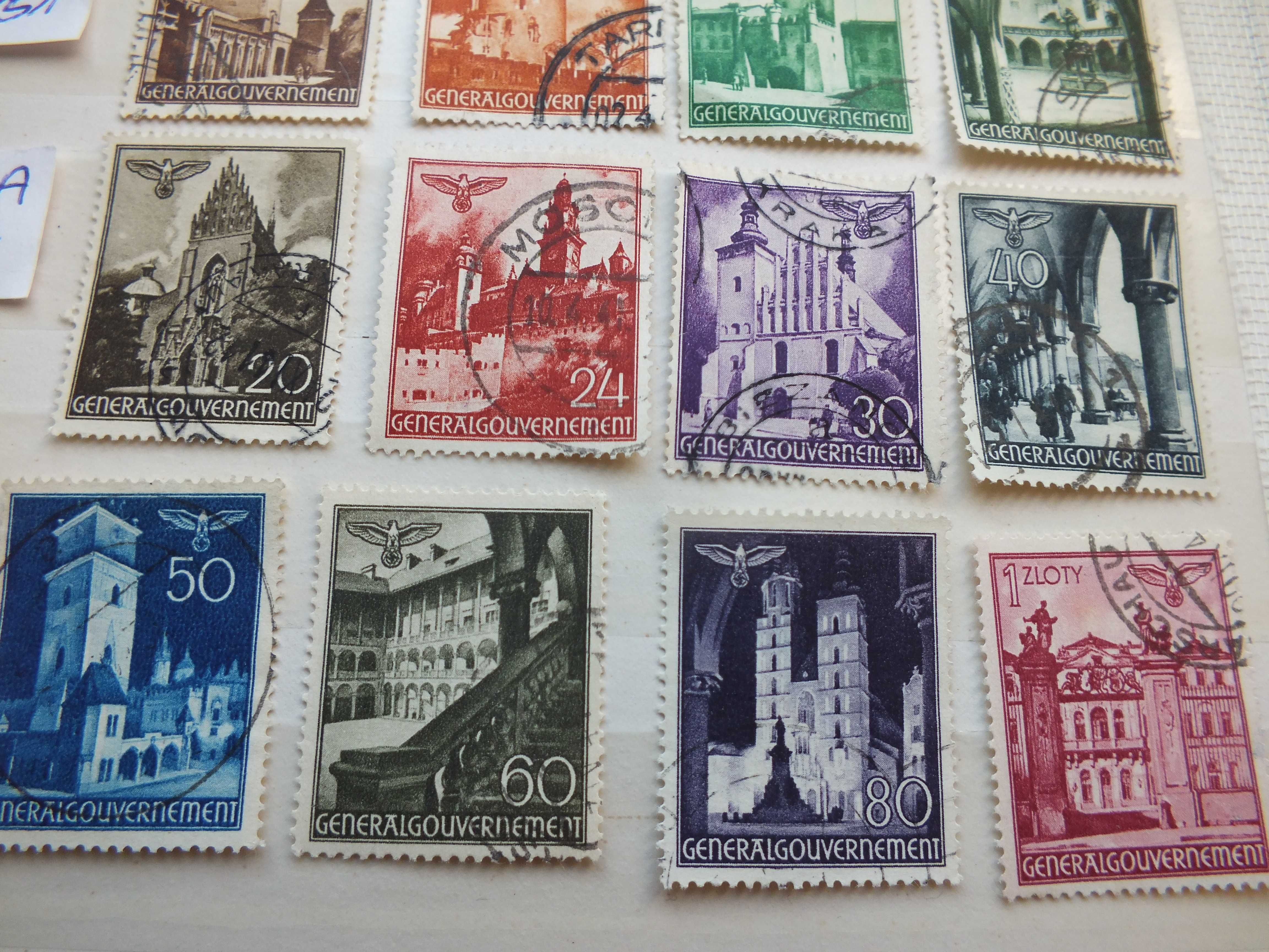 12szt. znaczki seria Fi40 GG Niemcy 1940r. KRAKÓW Swastyka,Gapa Rzesza