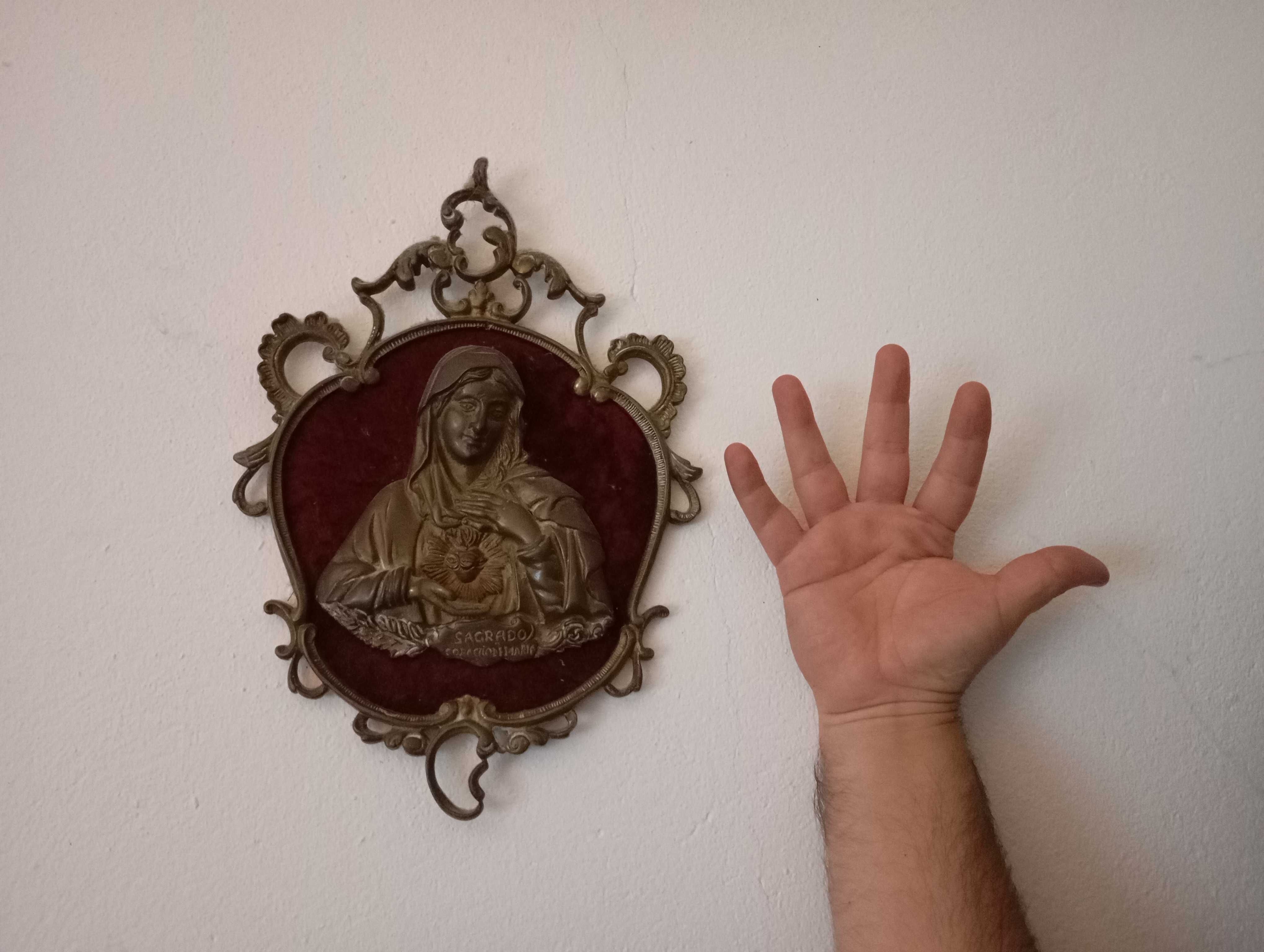 2 quadros com relevo em metal religiosas antigas
