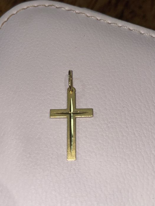 Złoty krzyżyk komunijny chrzest  prosty - pr. 585 0.96 g