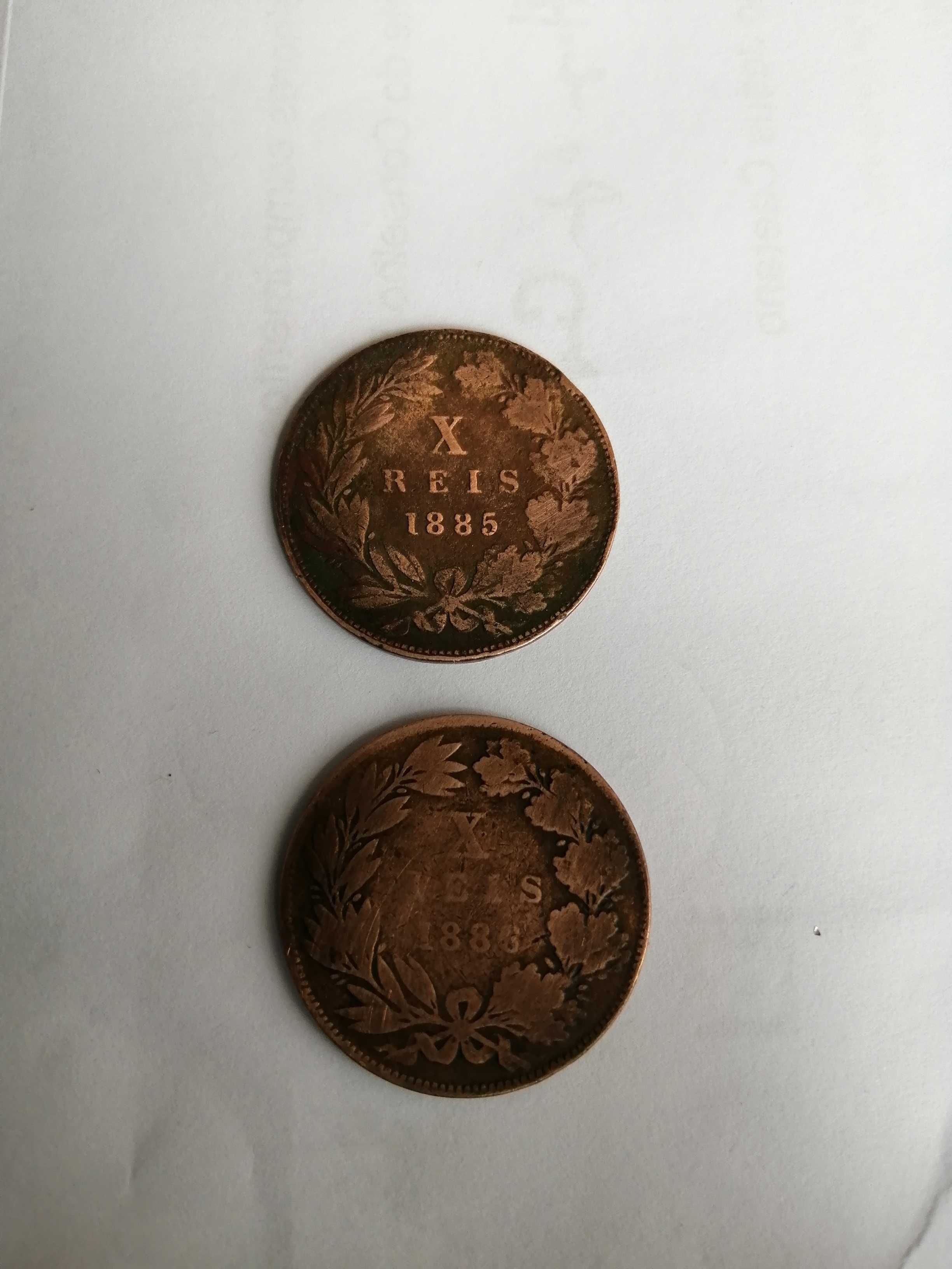 Colecção completa de moedas de X réis. D. Luís. 1882 /83/84/85/86