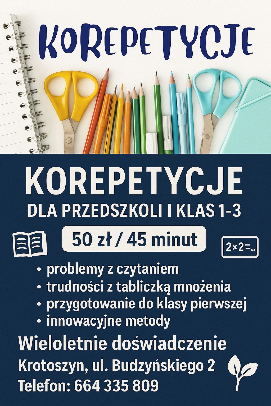Korepetycje dla klas I-III, logopedia, wczesne wspomaganie, zerówka.