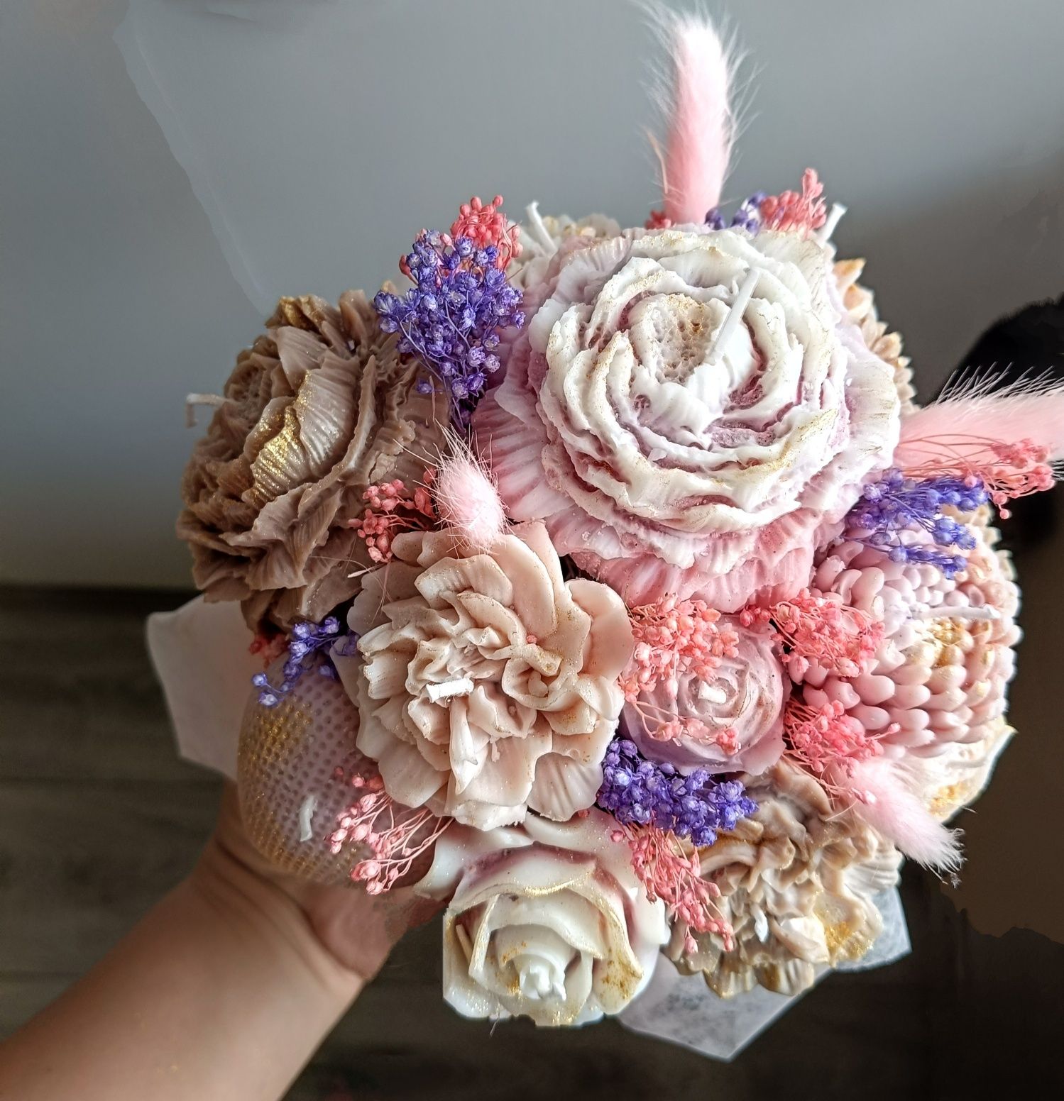 Flowerbox - kwiaty z wosku sojowego - Handmade