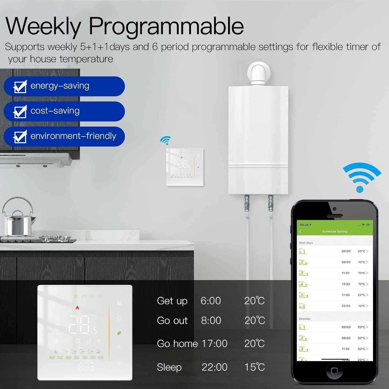 TERMOSTAT WIFI 16A programowalny BHT-006GALW