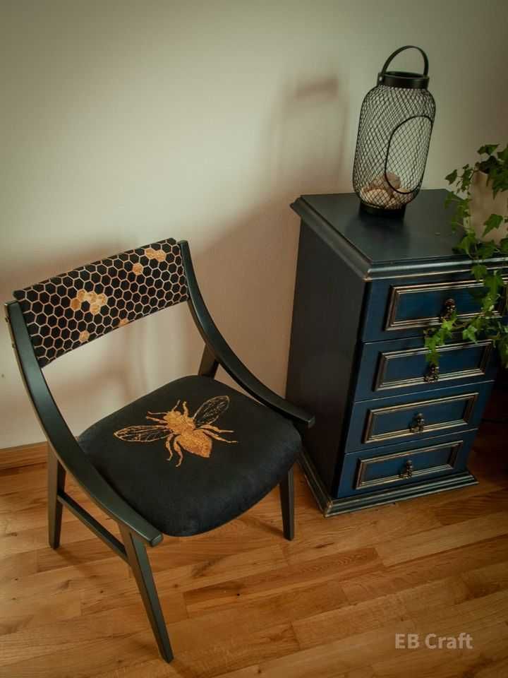Skoczek krzesło pszczoła PRL vintage odnowione retro kedziorek