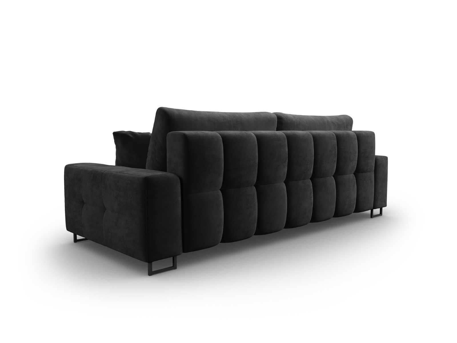 Sofa rozkładana ze schowkiem BYRON 3 os. Welur Szary ciemny