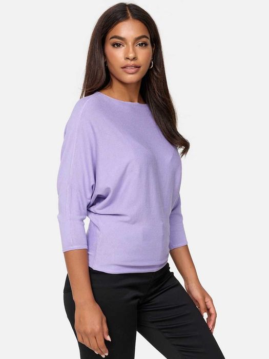 NOWY sweter nietoperzowy z wiskozy rękawy ¾ liliowy nietoperz Orsay S