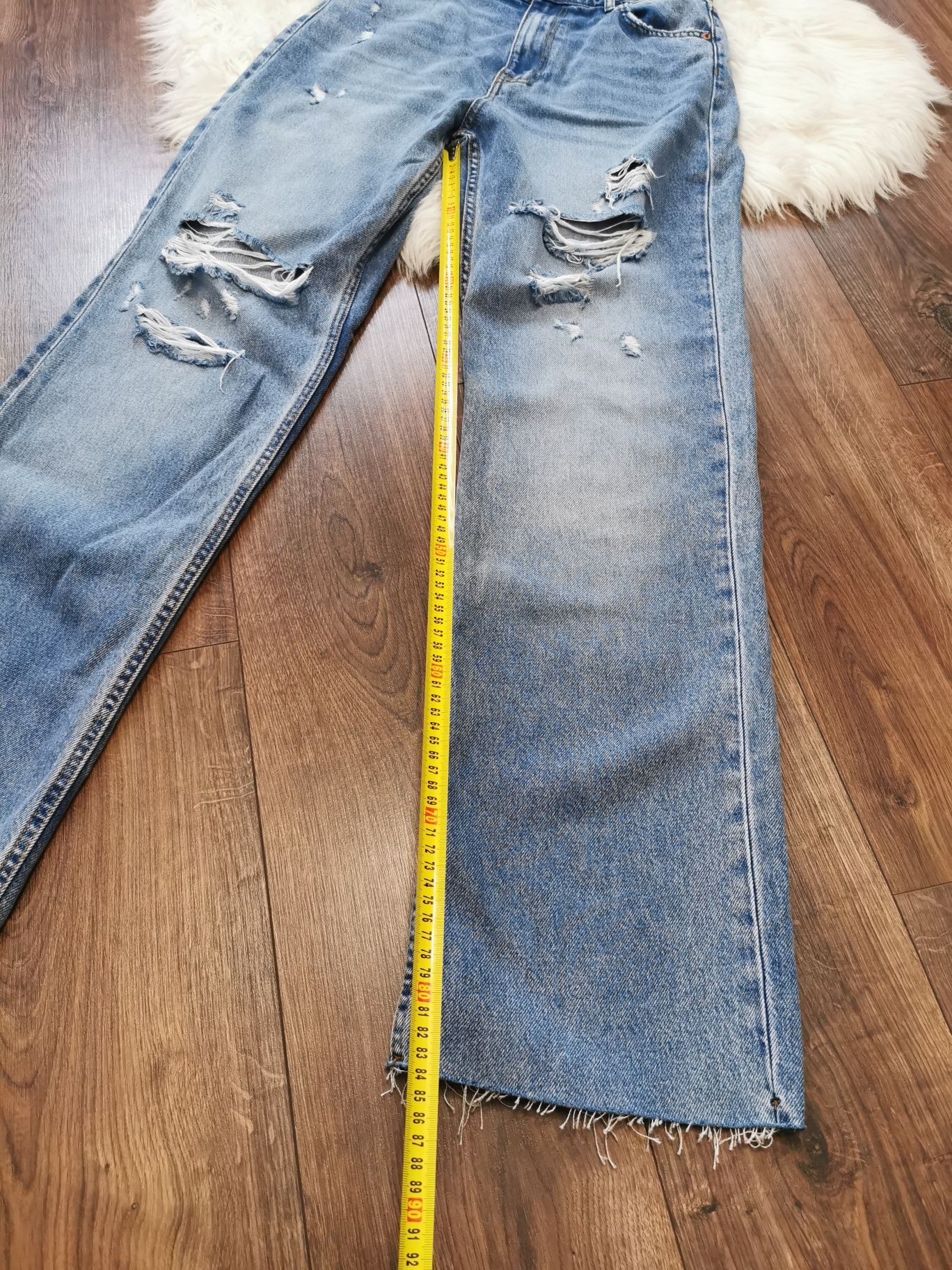 Spodnie dżinsowe jeansowe dżinsy jeansy z dziurami Zara L 40 proste