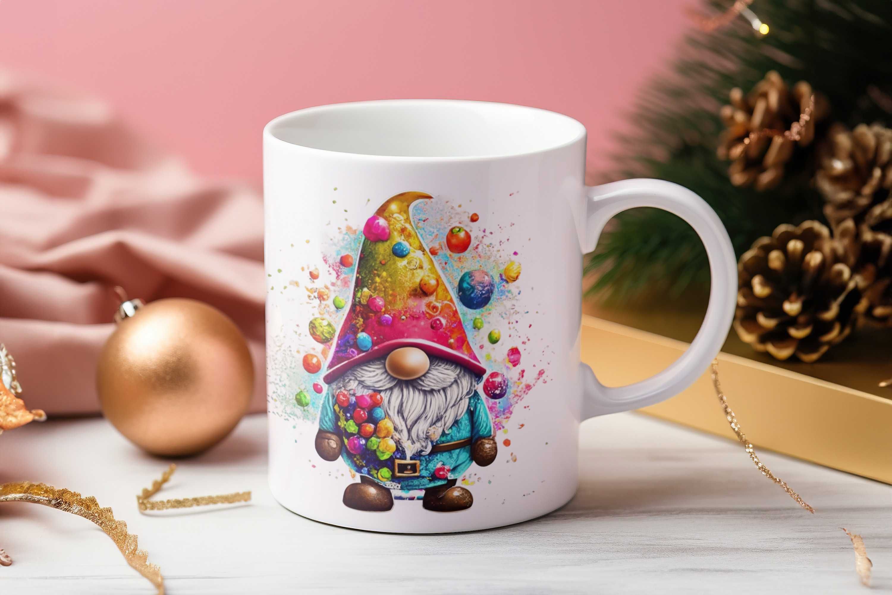 Kubek z Gnomami Święta Boże Narodzenie piękna grafika