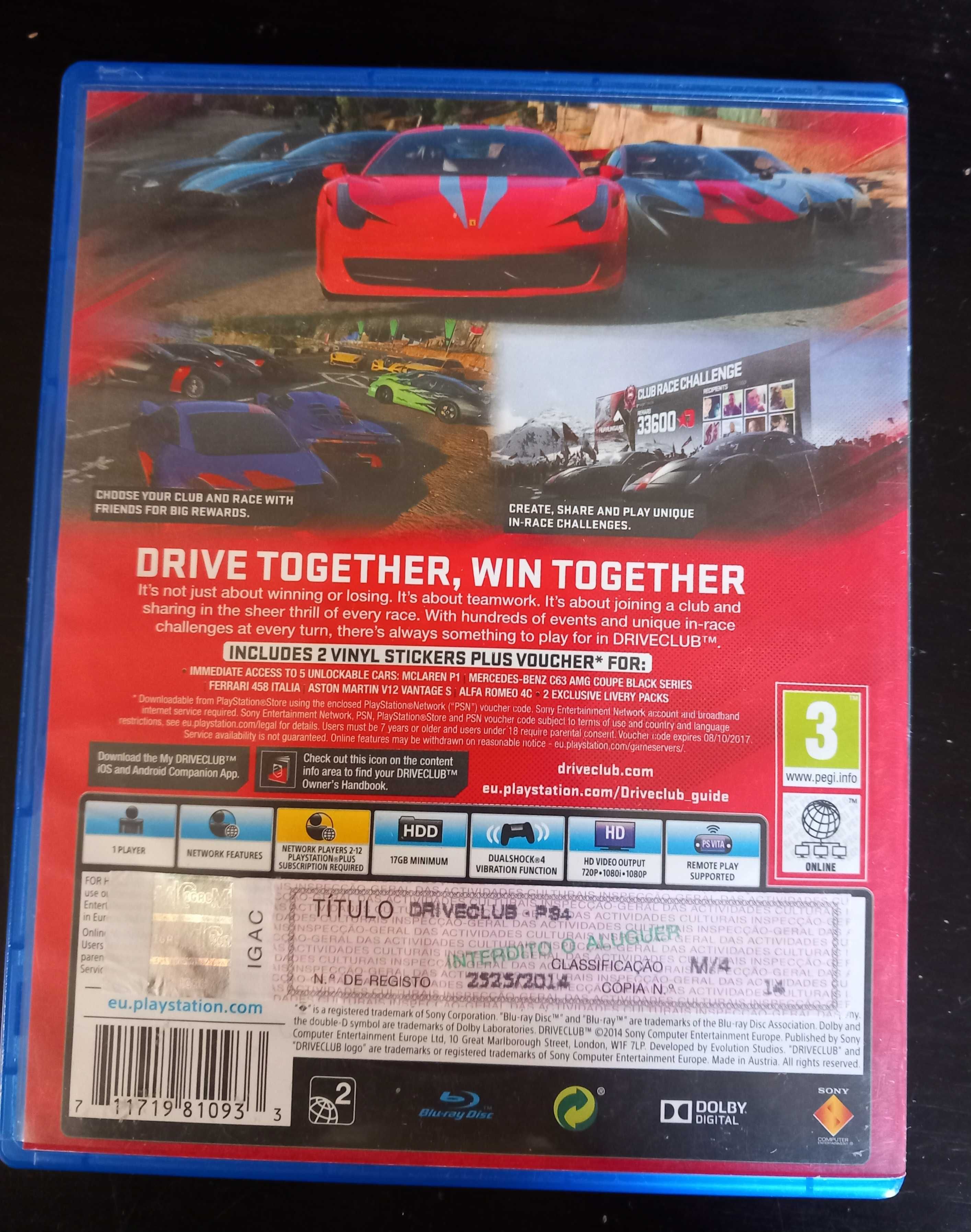 Jogo PS4 Drive Club Special Edition