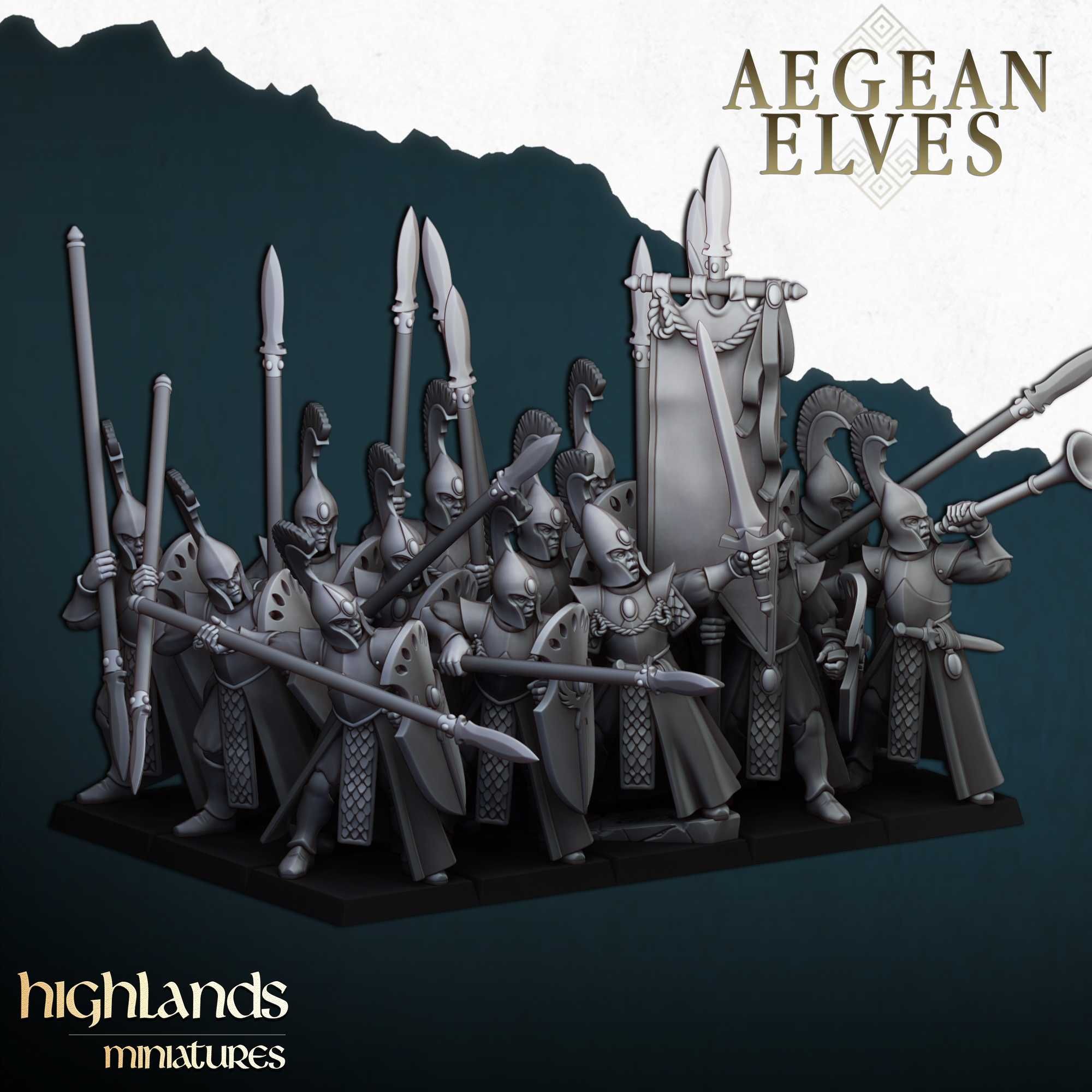 Aegean Elves Spearmen - WFB ToW AoS - Highlands x10