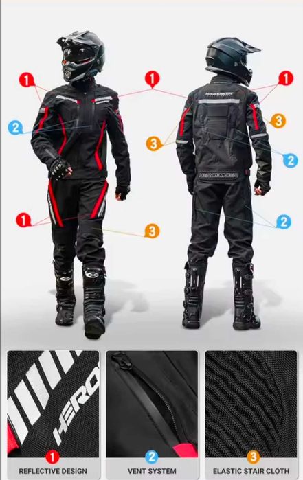 Nowy strój motocyklowy, kombinezon, spodnie + kurtka