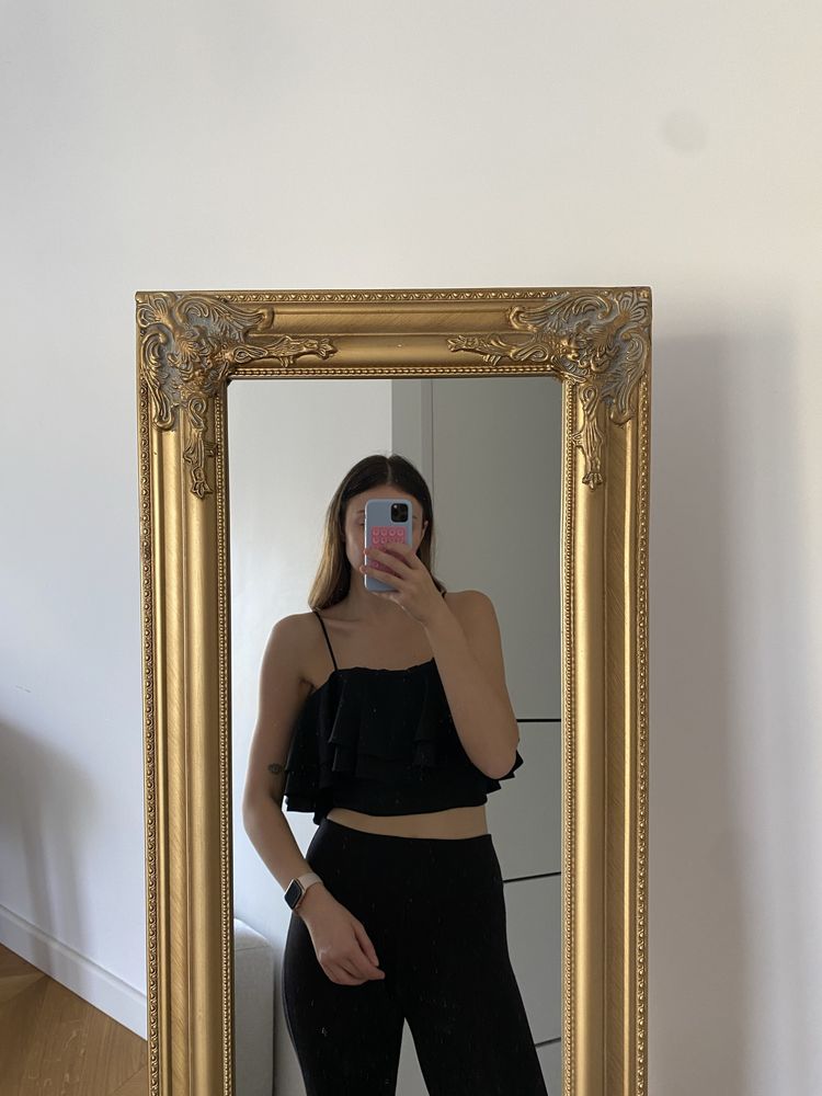 Topshop czarny crop top hiszpanka S 36 bez ramiączek