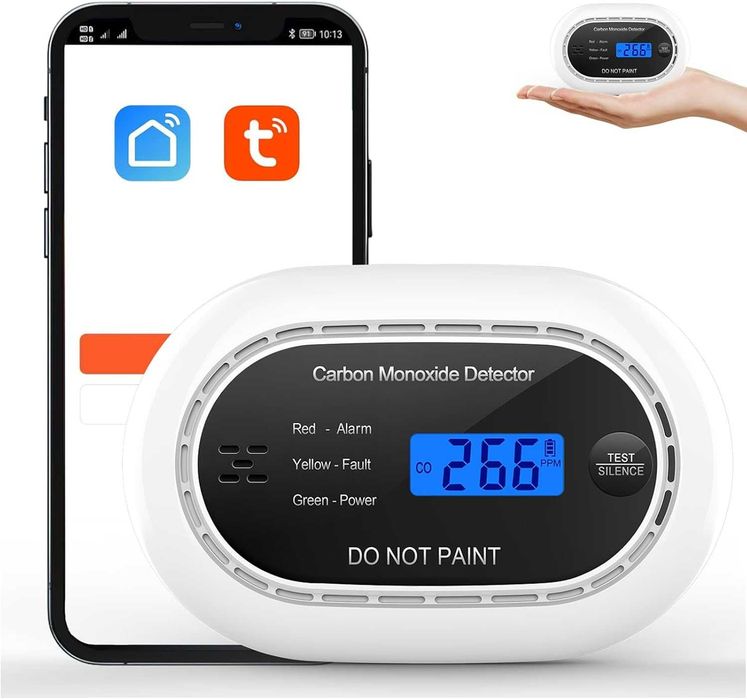 XINDUM Czujnik Tlenku Węgla – z Wi-Fi, 10 lat baterii, ekran LCD