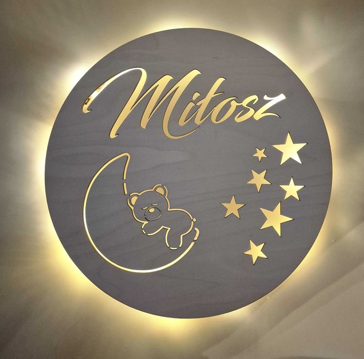 Lampka LED z imieniem na ścianę Grawer lampka nocna Lampka dla dziecka