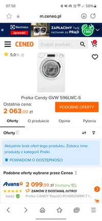 Pralko-suszarka Candy GVW 596LWC-S