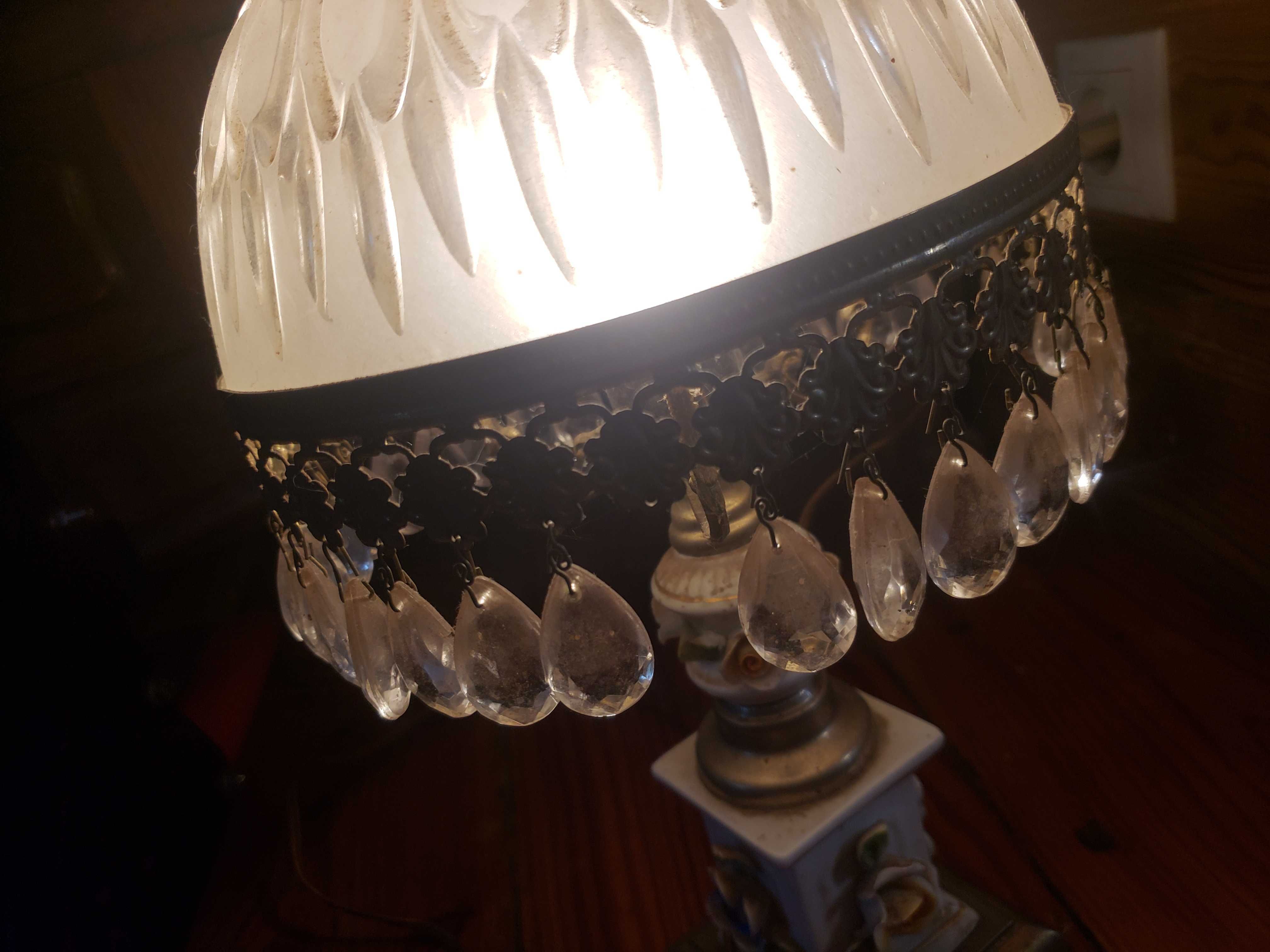lampka nocna stołowa z kryształkami kryształowa