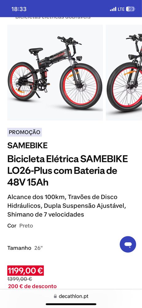 Bicicleta elétrica SamBike