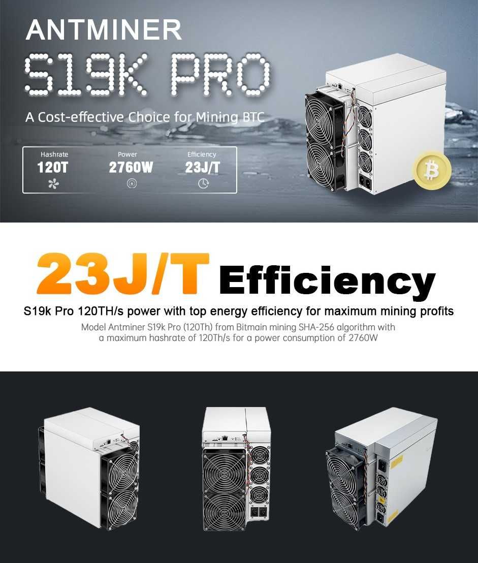 BITMAIN Antminer S19K Pro 120Th (overclock 180Th) usada de imersão