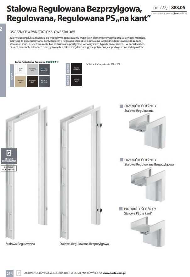 Nowa - Ościeżnica Stalowa PORTA SYSTEM Regulowana