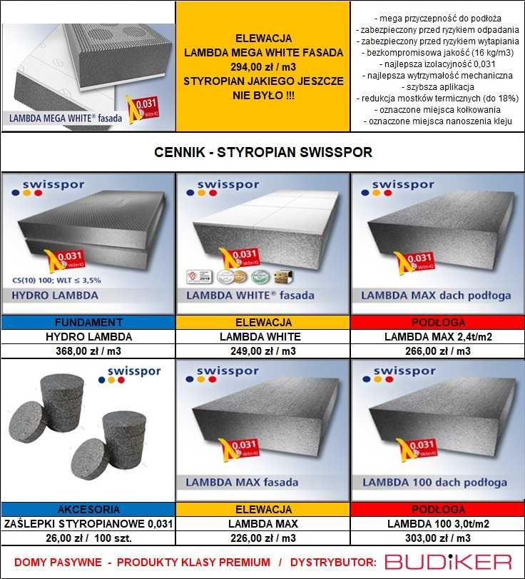 Swisspor styropian grafitowy LAMBDA WHITE FASADA 031 / Dostawa gratis!