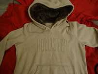 bluza, sweter, kangurka, HOLLISTER, ecru, kaptur z futerkiem, z usa