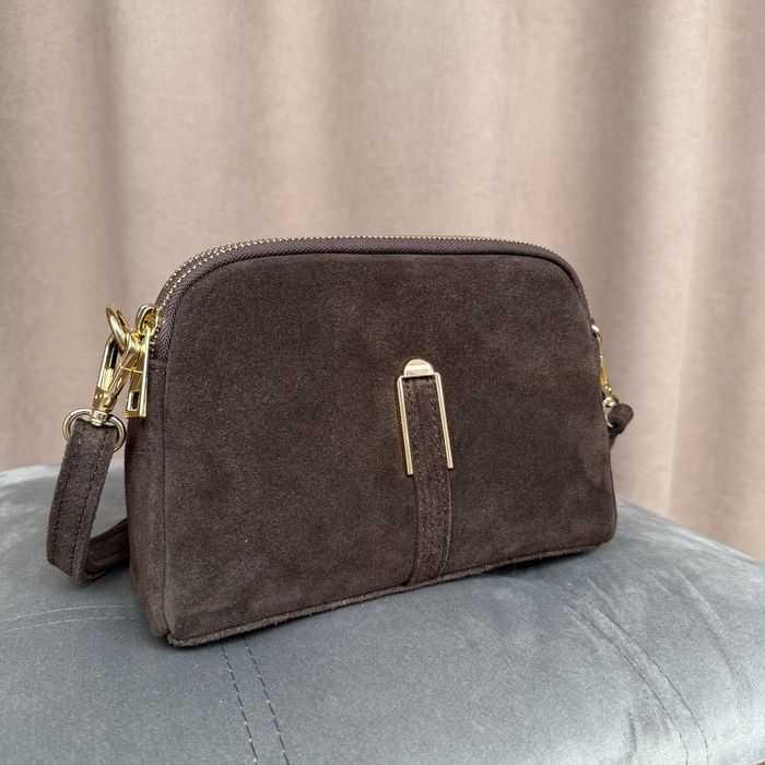 Сумка кросбоді шоколад замш Італія