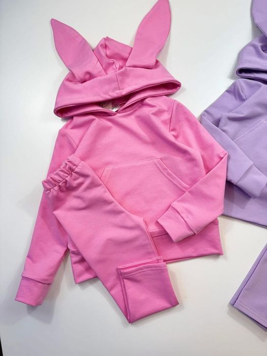 Zula Handmade dresik z uszkami różowy cukierkowy bluza+legginsy 86 cm