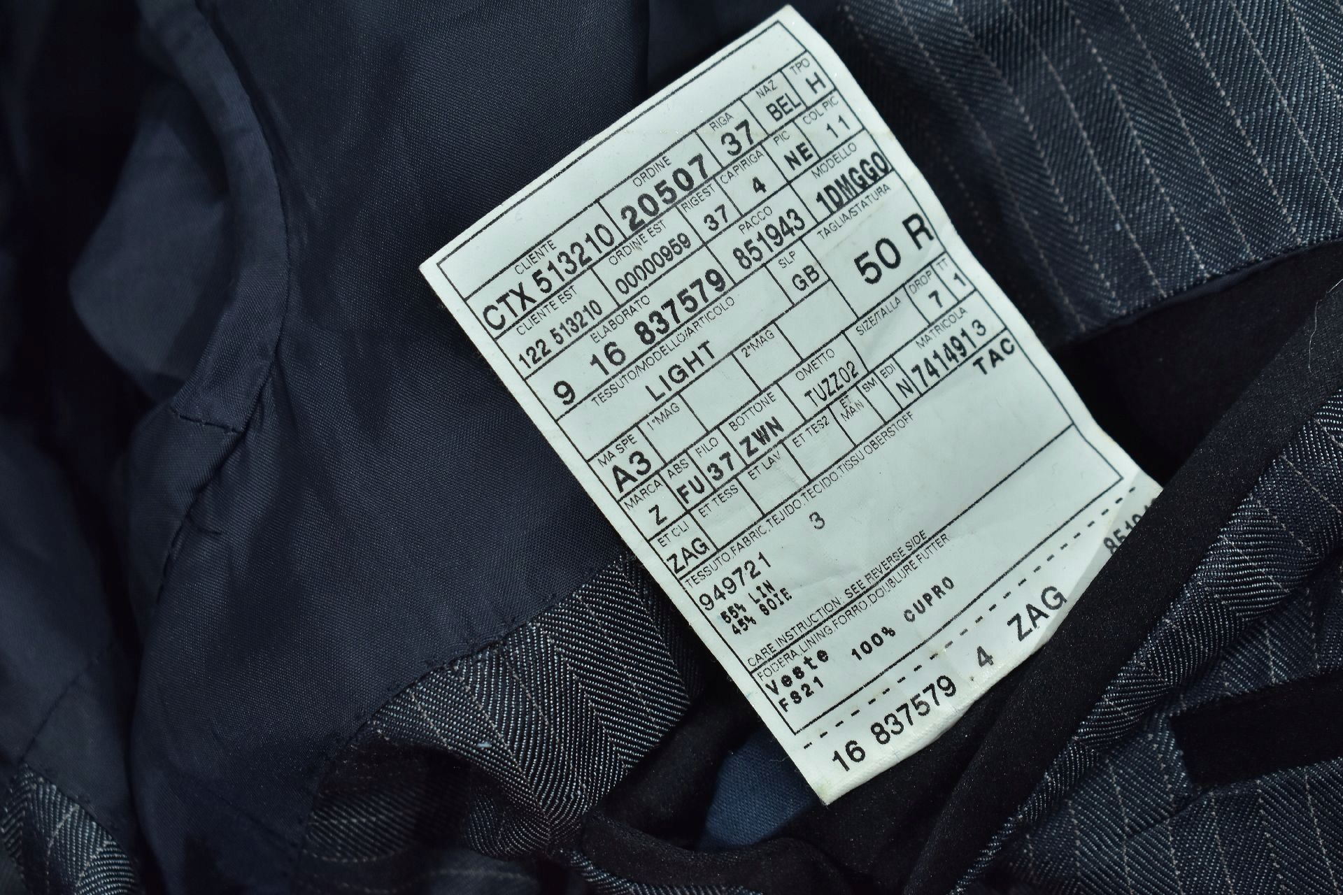Z Zegna Lniano-Jedwabna Marynarka Męska 50