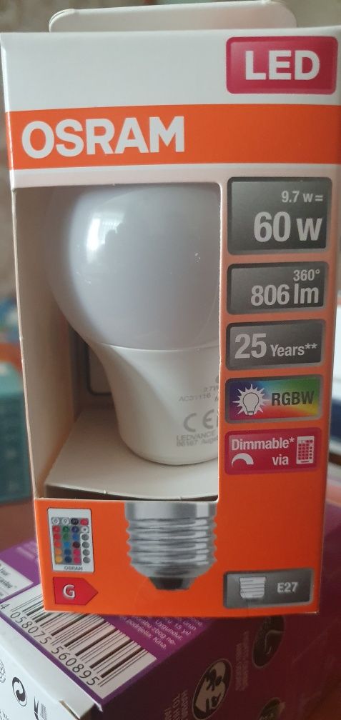 Лампа світлодіодна Osram RGBW 9.7 w A60 wt матова E27 220 В 2700 К...