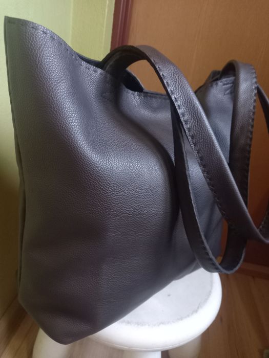 Duza skórzana torba  shopper do formatu A4