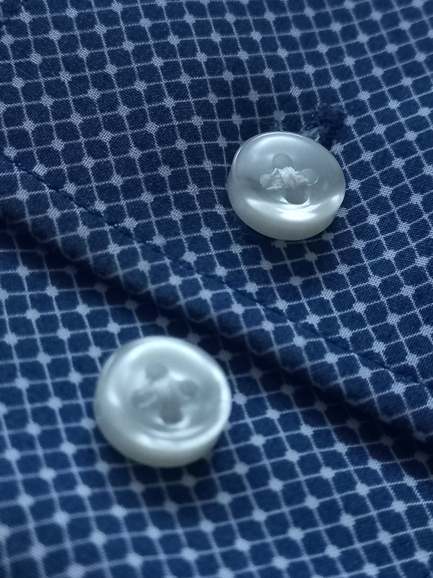 granatowa wizytowa wzorzysta męska koszula Hugo Boss slim fit