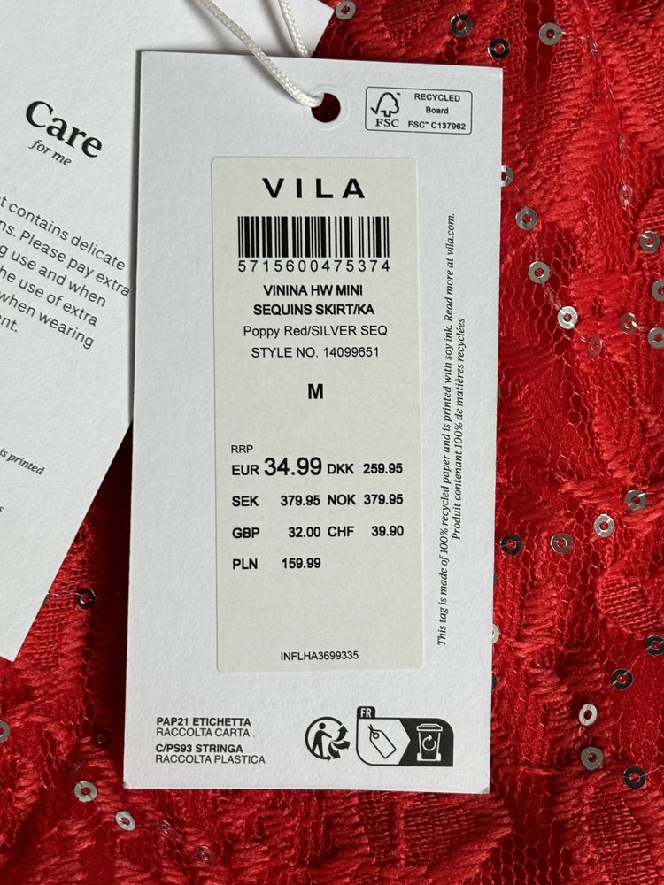 Spódniczka mini z cekinami Vila | Rozmiar M |