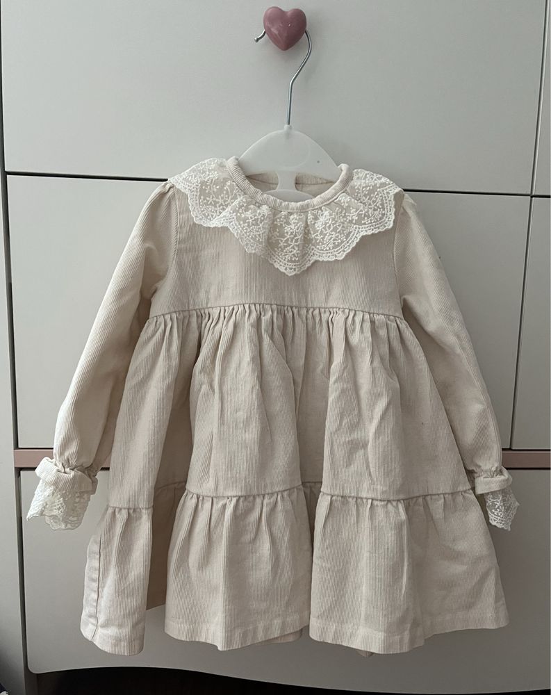 Sukienka bawełna organiczna welur 80/86 Mini Me Handmade