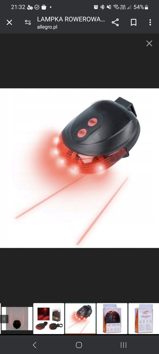 Lampki Rowerowe Tylne LED czerwona Z LASEREM LXRO03