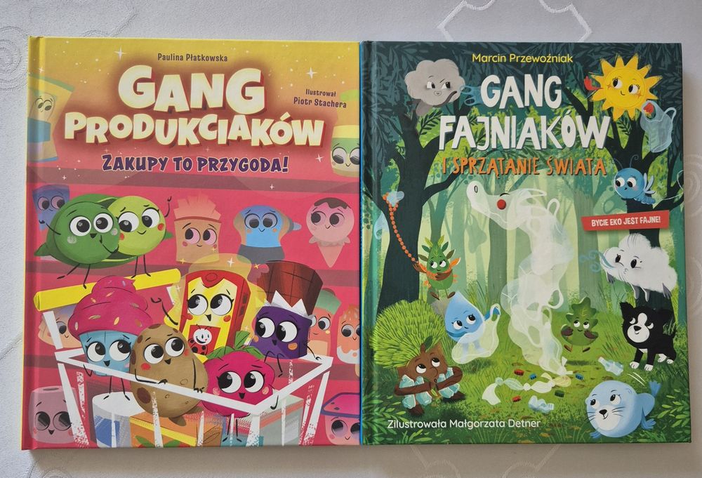Książki dla dzieci " Gang produkciaków" i "Gang fajniaków"