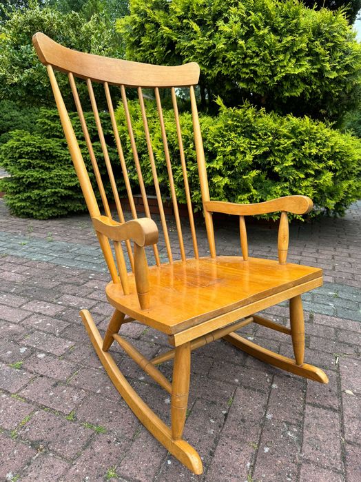 Fotel bujany drewniany krzesło wypoczynek relaks prezent