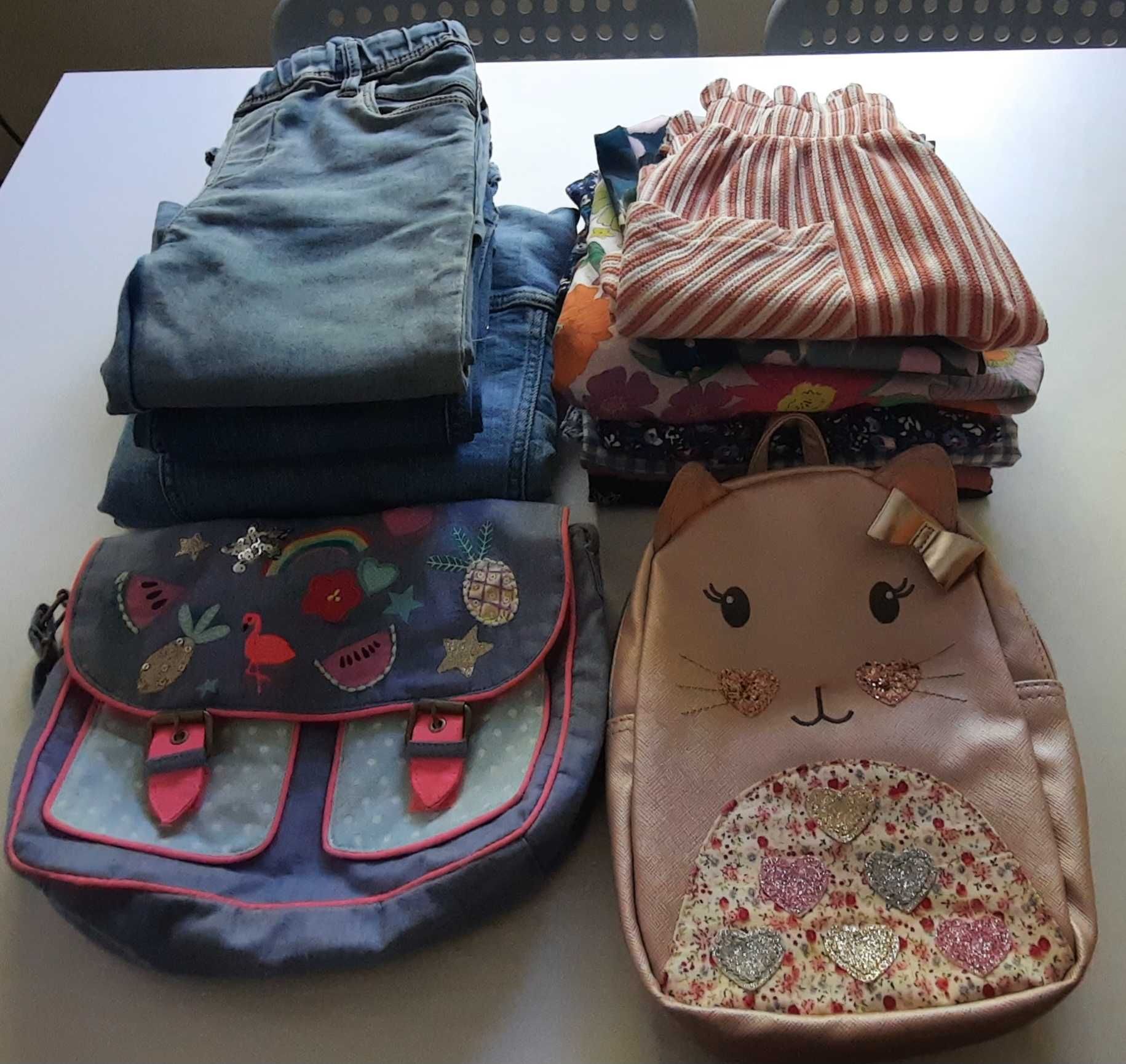 Pacote com roupas e acessórios para menina, tamanho 7/8 anos