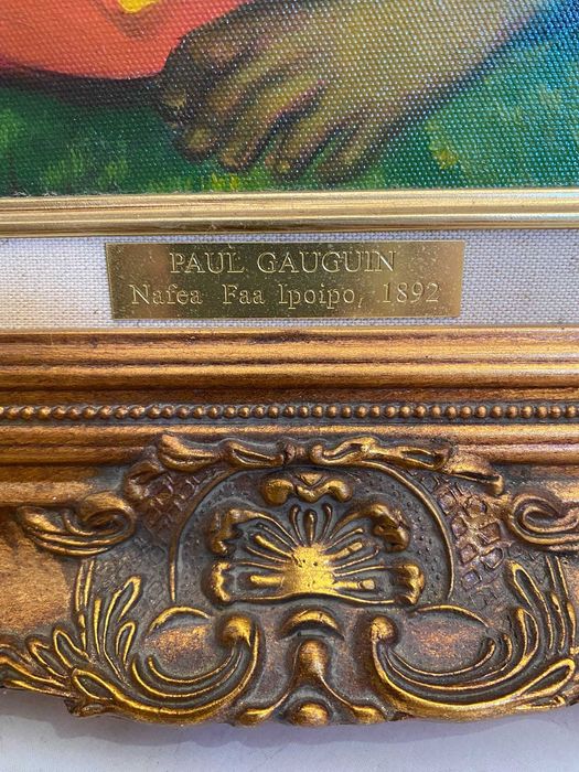 Quadro com reinterpretação de “Nafea Faa Ipoipo?” de Paul Gauguin