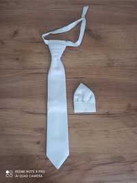 Krawat ślubny biały + poszetka