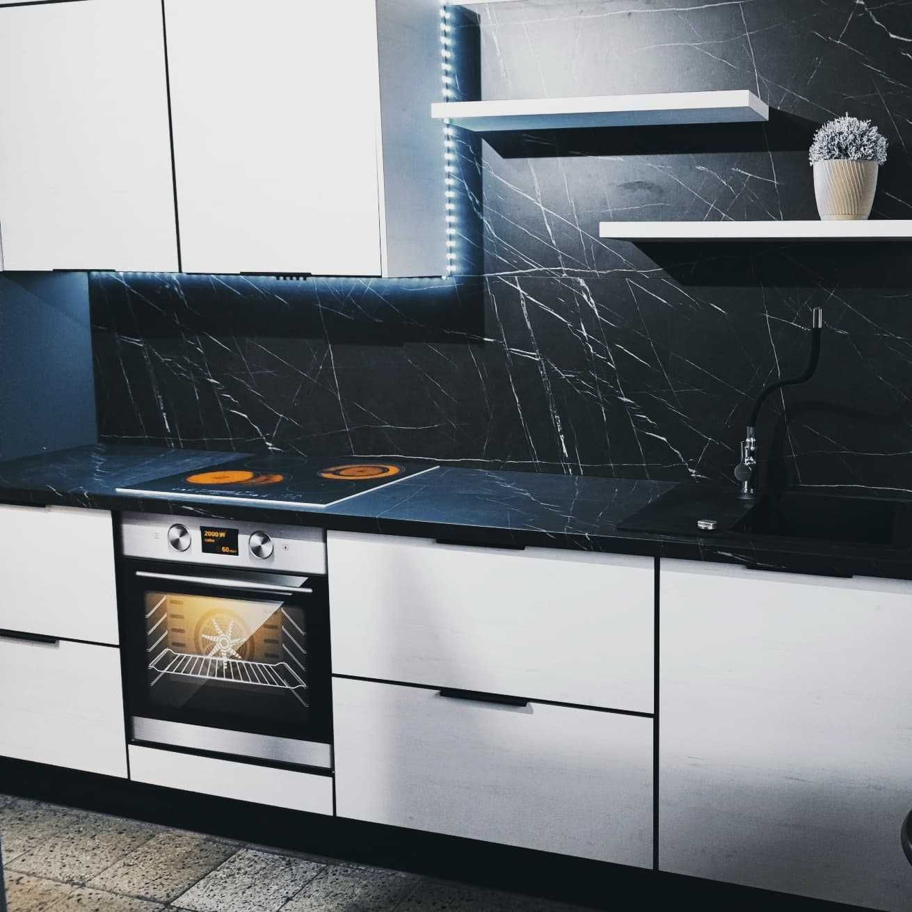 Piękna Kuchnia z Ekspozycji 264 cm Kolor Sosna Andersen/ Obrzeże Black