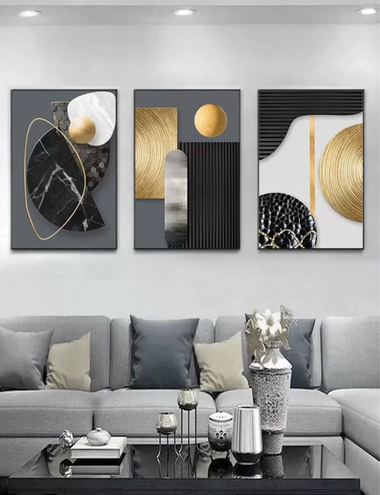 Conjunto de 3 peças - Pintura de parece em poliester para Decoração