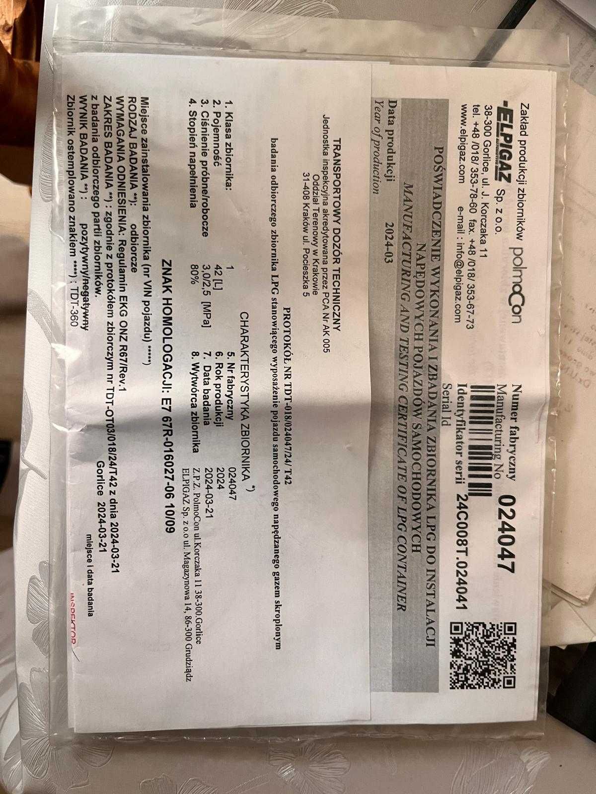 Butla gazowa 40 L - 9 lat homologcji